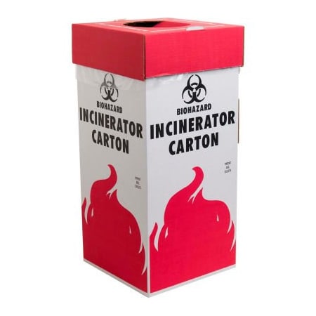 Bel-Art Bel-Art Cardboard Biohazard Incinerator Carton, Floor Model, 12" x 12" x 27", Red, 6/PK F13205-0001
